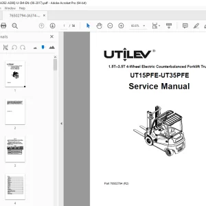 UTILEV UT15PFE UT35PFE 1.5T - 3.5T 4-Wheel Truck Service Manual PDF