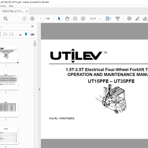 UTILEV UT15PFE UT35PFE 1.5T-3.5T Electrical 4-Wheel Operation Manual PDF