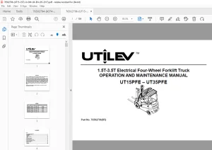 UTILEV UT15PFE UT35PFE 1.5T-3.5T Electrical 4-Wheel Forklift Truck Operation Manual PDF