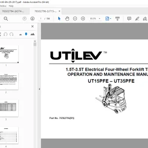 UTILEV UT15PFE UT35PFE 1.5T-3.5T Electrical 4-Wheel Forklift Truck Operation Manual PDF