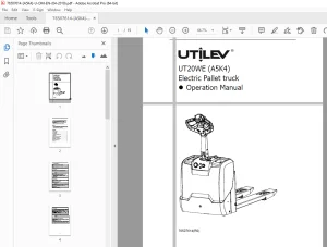 UTILEV UT20WE (A5K4) Electric Pallet truck Operation Manual PDF