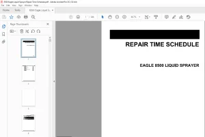 Willmar  8500 Eagle Liquid Sprayer Repair Time Schedule Manual AG331654A