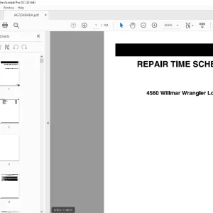 Willmar NA Material Handling 4560 WILLMAR WRANGLER LOADER REPAIR TIME SCHEDULE MANUAL 