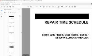 Willmar NA Applicators S150 200 500 SPREADER REPAIR TIME SCHEDULE Manual