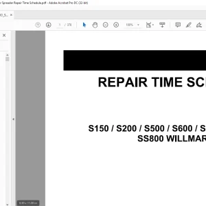 Willmar NA Applicators S150 200 500 SPREADER REPAIR TIME SCHEDULE Manual