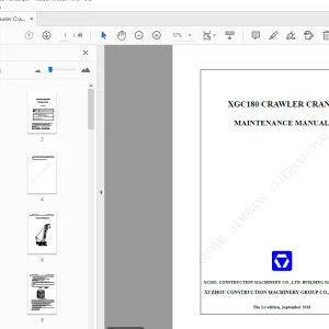 XCMG Crawler Crane XGC180 Maintenance Manual - PDF DOWNLOAD