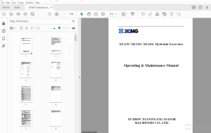 XCMG XE215C-XE230C-XE260C Operating & Maintenance Manual - PDF