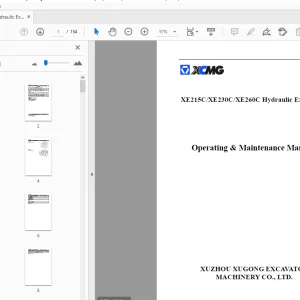 XCMG XE215C-XE230C-XE260C Operating & Maintenance Manual - PDF