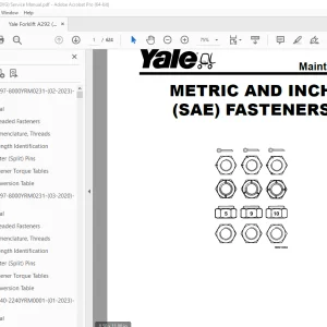 Yale Forklift A292 (MPE060VG) Service Manual - PDF DOWNLOAD
