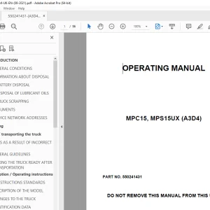 Yale Forklift A3D4 (MPS30UX, MPS15UX, MPC15) Operating Manual PDF
