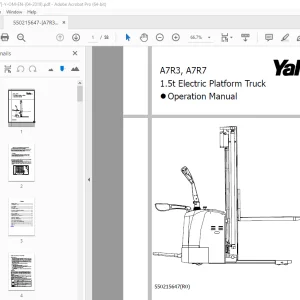 Yale Forklift A7R3, A7R7 1.5t Electric Platform Truck Operation Manual PDF