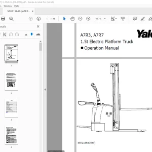 Yale Forklift A7R3, A7R7 1.5t Electric Platform Truck Operation Manual 550215647 PDF