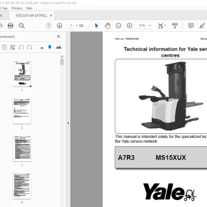 Yale Forklift A7R3 (MS15XUX) Service Manual - PDF DOWNLOAD