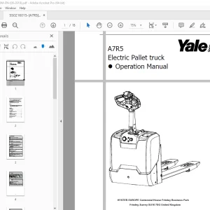 Yale Forklift A7R5 Electric Pallet truck Operation Manual - PDF DOWNLOAD