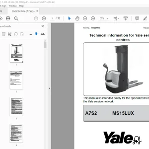 Yale Forklift A7S2 (MS15LUX) Service Manual - PDF DOWNLOAD