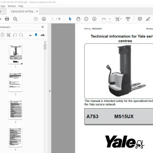 Yale Forklift A7S3 (MS15UX) Service Manual - PDF DOWNLOAD