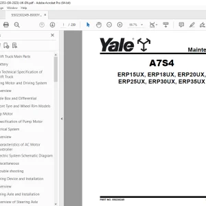 Yale Forklift A7S4 (ERP15UX, ERP18UX, ERP20UX, ERP25UX, ERP30UX, ERP35UX) Service Manual PDF