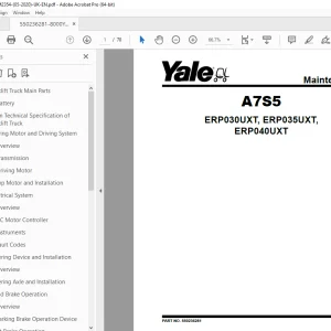 Yale Forklift A7S5 (ERP030UXT, ERP035UXT, ERP040UXT) Maintenance Manual PDF