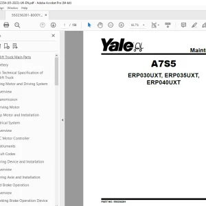 Yale Forklift A7S5 (ERP030UXT, ERP035UXT, ERP040UXT) Service Manual PDF
