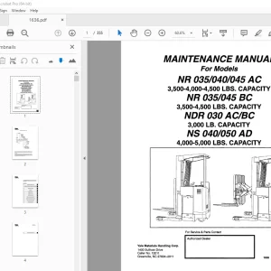 Yale Forklift A815 (NR035-040AC NDR030AC NR045AC) Service Manual PDF