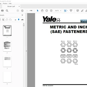 Yale Forklift A927 (NR040ECR, NDR030ECR,NDR035ECR, NR045ECR) NEW Service Manual PDF