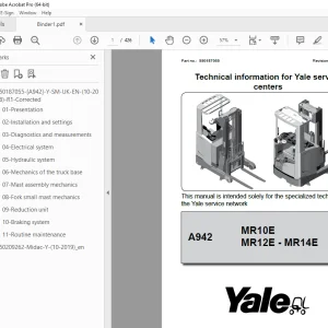 Yale Forklift A942 (MR10E MR12E MR14E) Service Manual - PDF DOWNLOAD