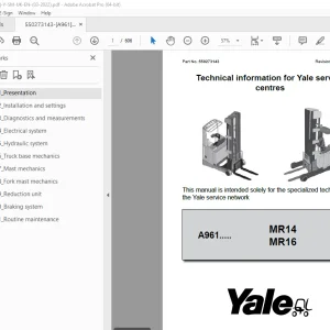 Yale Forklift A961 (MR14, MR16) Service Manual - PDF DOWNLOAD