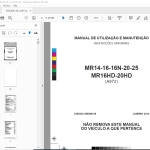 Yale Forklift A972 (MR16 - MR20HD) MANUAL DE UTILIZAÇÃO E MANUTENÇÃO PDF