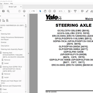 Yale Forklift B839 (ERC070-120HH) Service Manual - PDF DOWNLOAD