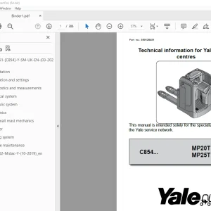 Yale Forklift C854 (MP20T - MP25T) Service Manual - PDF DOWNLOAD