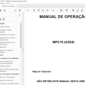 Yale Forklift MPC15 (A3D4) MANUAL DE OPERAÇÃO - PDF DOWNLOAD