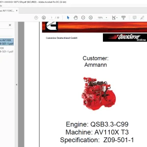 Ammann Roller QSB3.3-C99 AV110X T3 Parts Manual - PDF DOWNLOAD