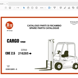 BT CBE 2.5 CARGO RANGE PARTS MANUAL 216285 - PDF