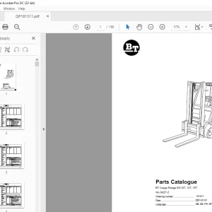 BT Cargo Range EC10T, 12T, 15T Parts Catalog Manual