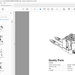 BT Electric Forklift LPE200 Quality Parts Manual 8002300 - 8999999