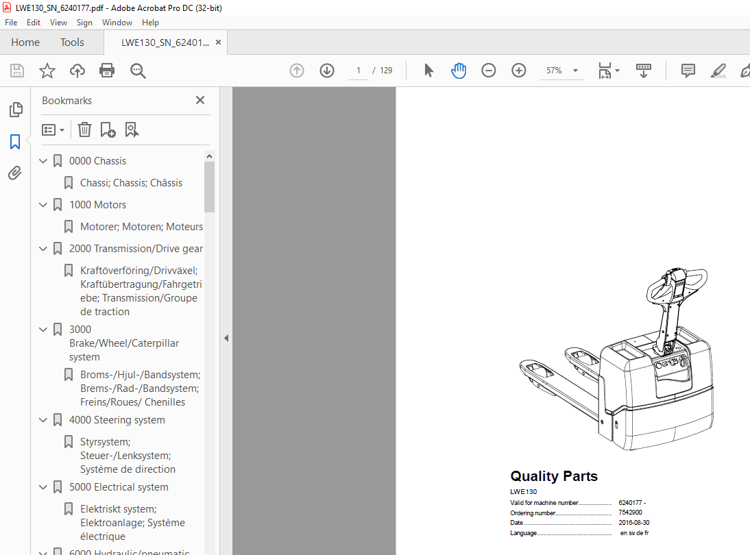 BT LWE130 Electric Forklift Quality Parts Manual - PDF DOWNLOAD ...