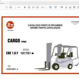 BT FORKLIFT CBE 1.6F CARGO RANGE PARTS MANUAL 181781 - PDF