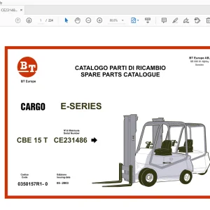 BT FORKLIFT CBE 15 T CARGO E-SERIES PARTS MANUAL CE231486 - PDF
