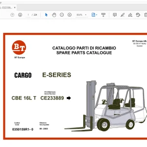 BT FORKLIFT CBE 16L T CARGO E-SERIES PARTS MANUAL CE233889 - PDF