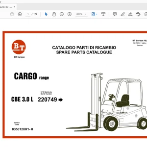 BT FORKLIFT CBE 3.0L CARGO RANGE PARTS MANUAL 220749 - PDF