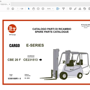 BT FORLIFT CBE 20F CARGO E-SERIES PARTS MANUAL CE231513 - PDF