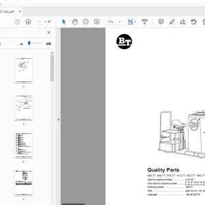 BT Forklift 604-TT 609-TT 610-TT 612-TT 602-TT 608-TT Quality Parts Manual - PDF