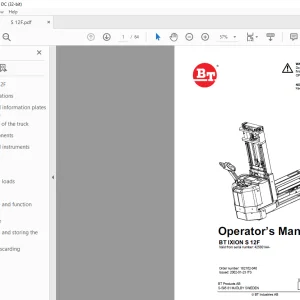 BT Forklift BT Ixion Quality Operator`s Manual 6070759 - PDF DOWNLOAD
