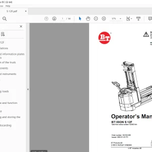 BT Forklift BT Ixion S12F Operator’s Manual - PDF DOWNLOAD