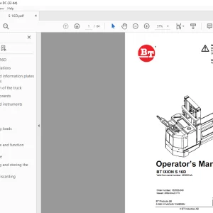 BT Forklift BT Ixion S16D Parts Manual - PDF DOWNLOAD