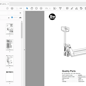 BT Forklift BT L20 Stainless/BT L20U Stainless Quality Parts Manual - PDF