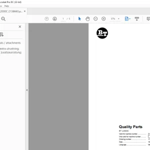 BT Forklift BT L2000C Quality Parts Manual 2138660 PDF