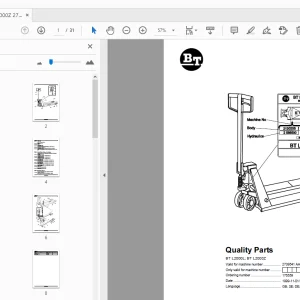 BT Forklift BT L2000L; BT L2000Z Quality Parts Manual 2739541AA - PDF