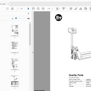 BT Forklift BT L20H; BT 20HQ Quality Parts Manual 2400000AA - PDF