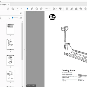 BT Forklift BT L20TB/BT L20C Quality Parts Manual 2400000 - PDF